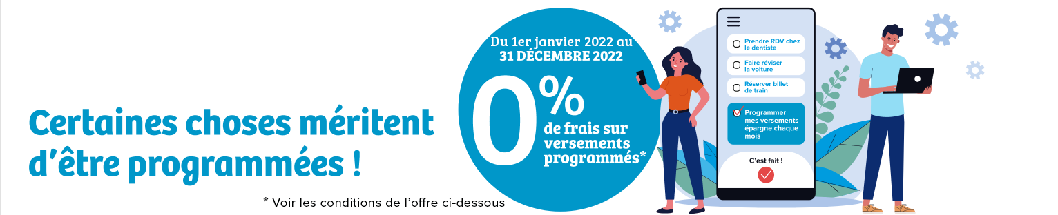 0% de frais sur versements prpgrammés