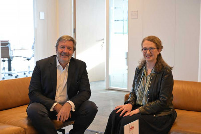 Isabelle Le Bot, directrice générale de La France Mutualiste et Thomas Saunier, directeur général de Malakoff Humanis.