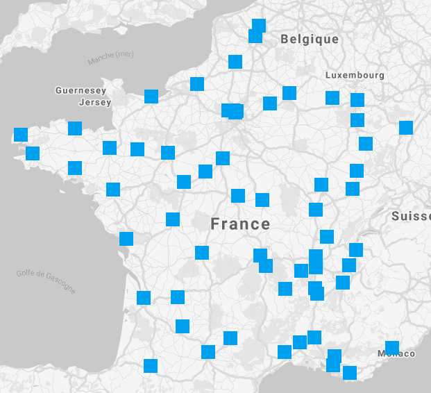 Aperçu de la carte des agences La France Mutualiste